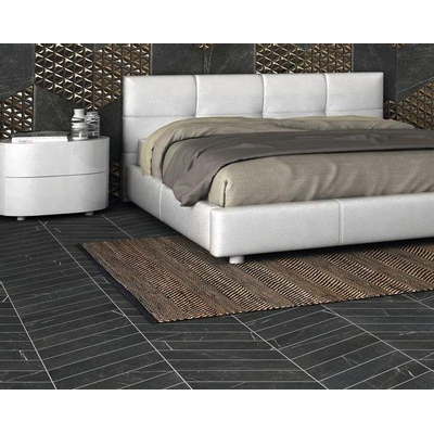 Realonda Ceramica Diamond wand- en vloertegel - 40x70cm - 10mm - Rechthoek - Marmerlook - Marquina Chevron Mat