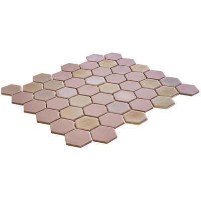 The Mosaic Factory Valencia mozaïektegel - 27.6x32.9cm - wandtegel - Zeshoek/Hexagon - Gerecycled glas Pink mat/glans
