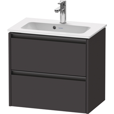 Duravit Ketho 2 wastafelonderbouwkast met 2 laden 61x39x54.9cm met grepen antraciet grafiet supermat