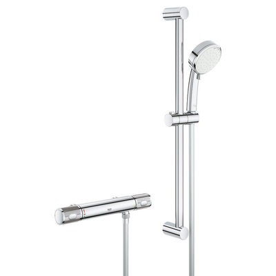 GROHE Grohtherm-1000 Performance renovatieset thermostatisch zonder koppelingen met glijstang 60cm en hoofddouche 2 standen chroom