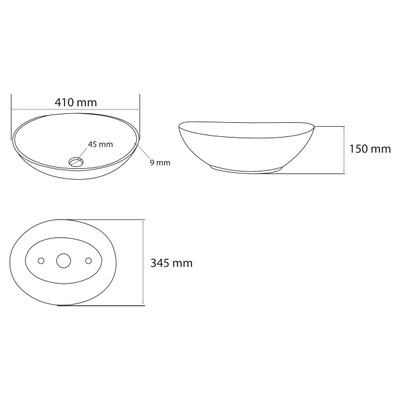 Differnz Ell Waskom 41 x 34.5 x 15 cm keramiek wit