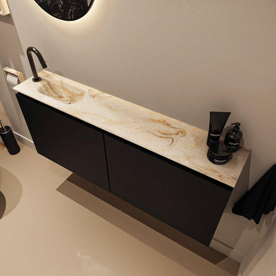MONDIAZ TURE-DLUX 120cm toiletmeubel Urban. EDEN wastafel Frappe positie links. Met 1 kraangat.