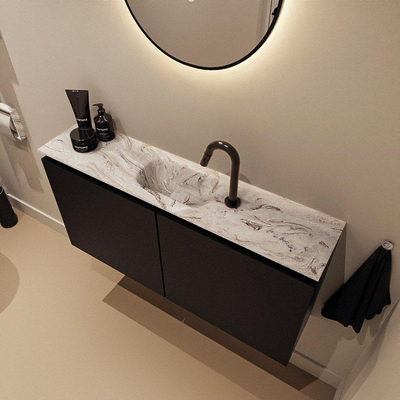 MONDIAZ TURE-DLUX 100cm toiletmeubel Urban. EDEN wastafel Glace positie midden. Met 1 kraangat.