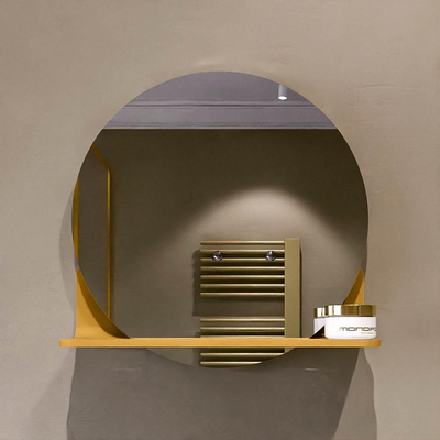 Mondiaz SPOT Badkamerspiegel - rond 40cm - spiegelplanchet - kleur Ocher