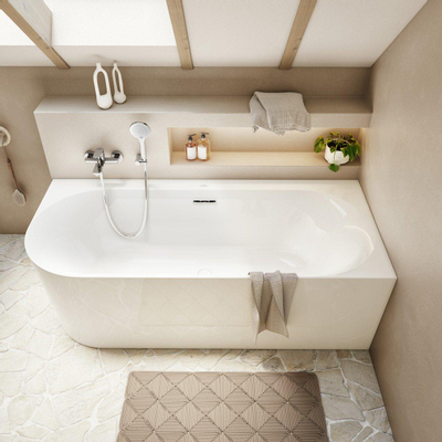 Villeroy & Boch Loop & friends half vrijstaand bad - 180x80cm - hoek rechts - Acryl Wit Alpin glans