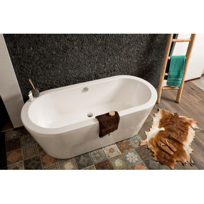 Xenz Luca vrijstaand bad - 180x80cm - met overloop - met afvoer - zonder badvulcombinatie - Acryl Wit OUTLETSTORE