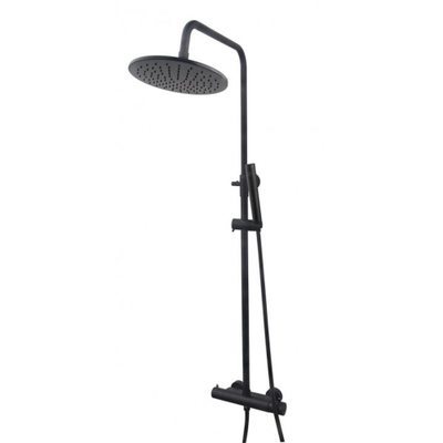 Wiesbaden Caral thermostatische regendoucheset opbouw mat zwart