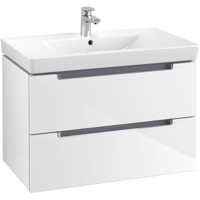 Villeroy & Boch Subway 2.0 wastafelonderkast 78.7x52cm 2 lades Glossy white