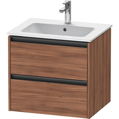 Duravit Ketho 2 wastafelonderbouwkast met 2 laden 61x48x55cm met grepen antraciet noten mat