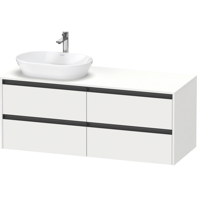 Duravit Ketho 2 wastafelonderbouwkast incl. consoleplaat met 4 laden voor waskom links 140x55x56.8cm met handgrepen antraciet wit mat