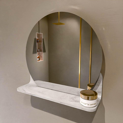 Mondiaz SPOT Badkamerspiegel - rond 40cm - spiegelplanchet - kleur Ostra