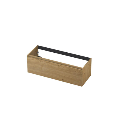 INK Fineer Wastafelonderkast - 120x45x40cm - 1 lade - greeploos - houten keerlijst - MDF Fineer Natur