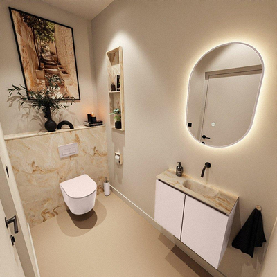 MONDIAZ TURE-DLUX 60cm toiletmeubel Rosee. EDEN wastafel Frappe positie rechts. Zonder kraangat.