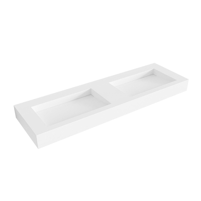Mondiaz AVON Vrijhangende wastafel - 150cm - wasbak dubbel - rand 12cm - Solid surface Talc