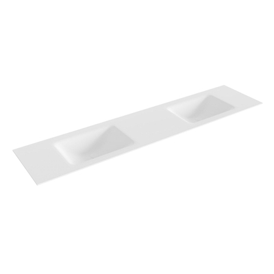 Mondiaz CLOUD Talc solid surface inbouw wastafel 200cm dubbel