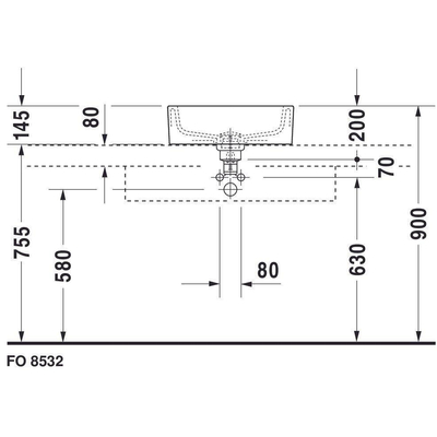 Duravit Philippe Starck opbouwwastafel met kraangat zonder overloop 48cm wit