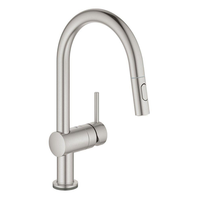 GROHE Minta Touch Keukenkraan - draaibare/uittrekbare uitloop - 2 straalsoorten - supersteel geborsteld