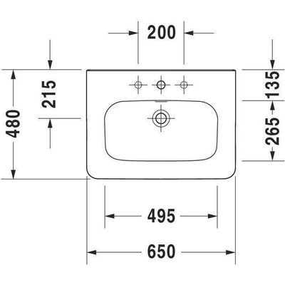 Duravit Durastyle wastafel 65x48cm 1 kraangat overl. wgliss wit