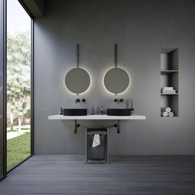 Ideavit Solidthin waskom - 40x40x12.5cm - Solid surface - Rond - Mat Zwart