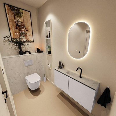 MONDIAZ TURE-DLUX 100cm toiletmeubel Cale. EDEN wastafel Opalo positie midden. Met 1 kraangat.