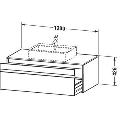 Duravit Ketho Wastafelonderkast 120x55x42.6cm 1 lade Standaard greep met softclose spaanplaat Basalt Mat