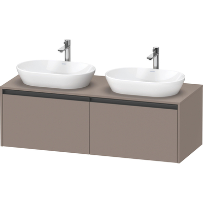 Duravit Ketho 2 wastafelonderbouwkast incl. consoleplaat met 2 laden voor dubbele waskommen 140x55x45.9cm met handgrepen antraciet basalt mat