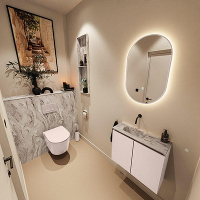 MONDIAZ TURE-DLUX 60cm toiletmeubel Rosee. EDEN wastafel Glace positie links. Zonder kraangat.