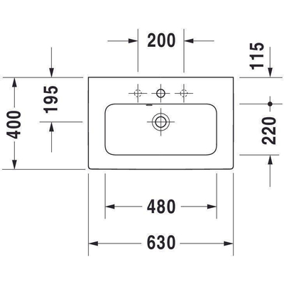 Duravit ME by Starck meubelwastafel compact zonder kraangat met overloop 63x40cm wit