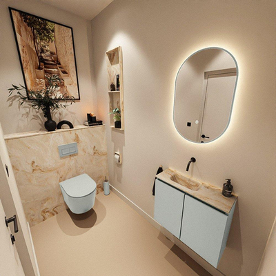 MONDIAZ TURE-DLUX 60cm toiletmeubel Greey. EDEN wastafel Frappe positie links. Zonder kraangat.