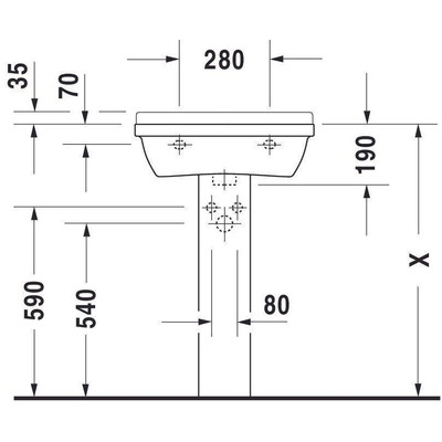 Duravit Philippe Starck 3 wastafel 55x42cm Wondergliss wit