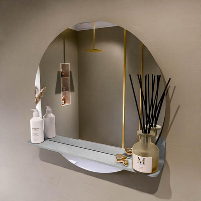 Mondiaz SPOT Badkamerspiegel - rond 70cm - spiegelplanchet - kleur Plata