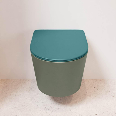 MONDIAZ LAVIE wandclosetpack - 36x53cm - diepspoel - rimless - Army (groen) - softclose - quick-release - toiletzitting - Smag (blauw)