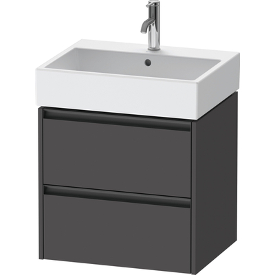 Duravit Ketho 2 wastafelonderbouwkast met 2 laden 58.4x46x54.9cm met grepen antraciet grafiet mat