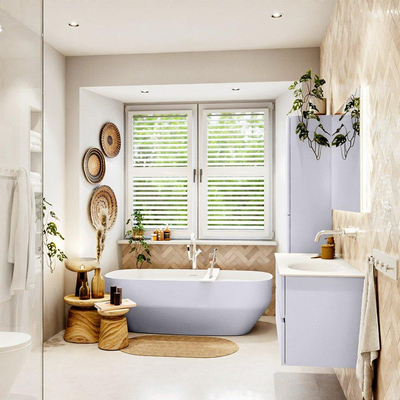 Mondiaz VICA Badkamermeubelset - 110cm - cale - 2 lades - Wastafel MOON - rechts - zonder kraangat - kleur talc - XL versie 60cm hoog