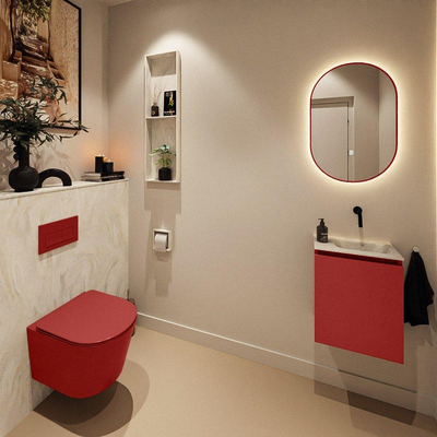 MONDIAZ TURE-DLUX 40cm toiletmeubel Fire. EDEN wastafel Ostra positie rechts. Zonder kraangat.