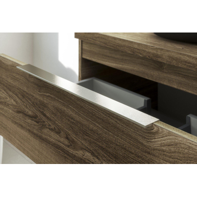 Thebalux Type onderbouwkast 100x45x50cm opbouwgreep RVS 1 softclose lades standaard greep MDF/spaanderplaat/metaal oak grain