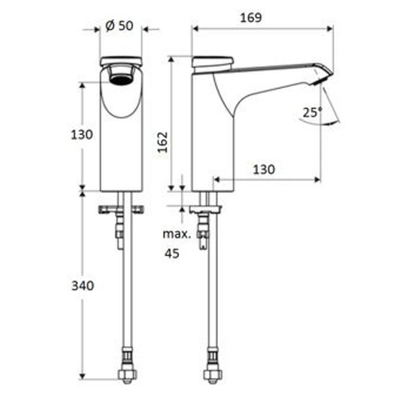 Schell Xeris SC HD K zelfsluitendes wastafelkraan medium v. koud water chroom