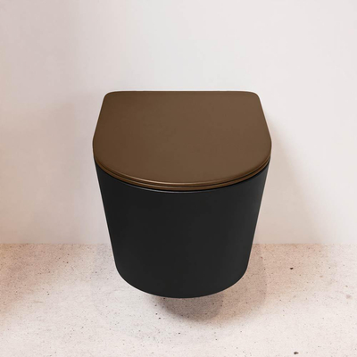 MONDIAZ LAVIE wandclosetpack - 36x53cm - diepspoel - rimless - Urban (zwart) - softclose - quick-release - toiletzitting - Rust (rood)