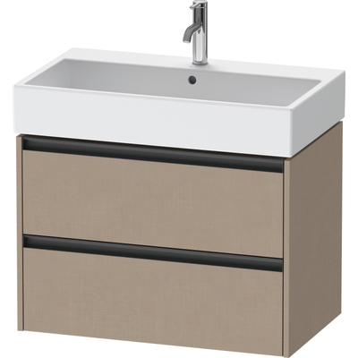 Duravit Ketho 2 wastafelonderbouwkast met 2 laden 78.4x46x54.9cm met grepen antraciet Linnen mat