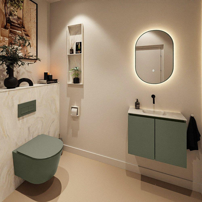 MONDIAZ TURE-DLUX 60cm toiletmeubel Army. EDEN wastafel Ostra positie midden. Zonder kraangat.