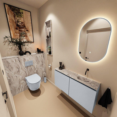 MONDIAZ TURE-DLUX 100cm toiletmeubel Clay. EDEN wastafel Glace positie rechts. Zonder kraangat.