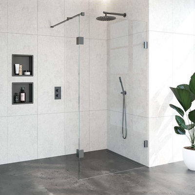 BRAUER Create Complete Profielloze Inloopdouche - 110x40cm - gunmetal geborsteld