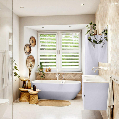 Mondiaz VICA Badkamermeubelset - 120cm - cale - 2 lades - Wastafel MOON - dubbel zonder kraangat - kleur talc - XL versie 60cm hoog