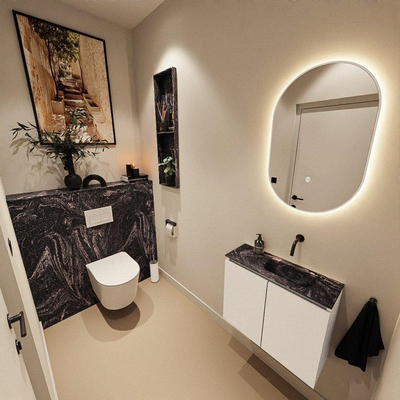 MONDIAZ TURE-DLUX 60cm toiletmeubel Talc. EDEN wastafel Lava positie rechts. Zonder kraangat.
