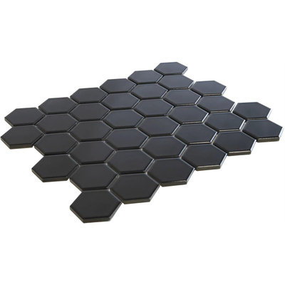 The Mosaic Factory Barcelona mozaïektegel - 28.2x32.1cm - wandtegel - Zeshoek/Hexagon - Porselein Black Glans