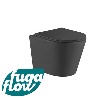 FugaFlow Efficiente Anta Toilet Wandclosetpack - diepspoel- rimless - 36.3x51.7cm - softclose - zitting - mat zwart