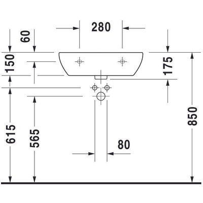 Duravit D Code Med wastafel 55x43cm met kraangat zonder overloop wit