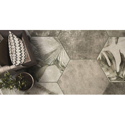 Zyx Amazonia Vloer- en wandtegel met decor 32x37cm 9mm gerectificeerd R9 porcellanato Grey