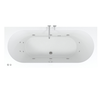 Riho Easypool 3.1 Carolina whirlpoolbad 180x80cm rechts hydro 6+4+2 pneumatische bediening inclusief poten en afvoer wit