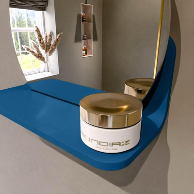 Mondiaz SPOT Badkamerspiegel - rond 30cm - spiegelplanchet - kleur Jeans